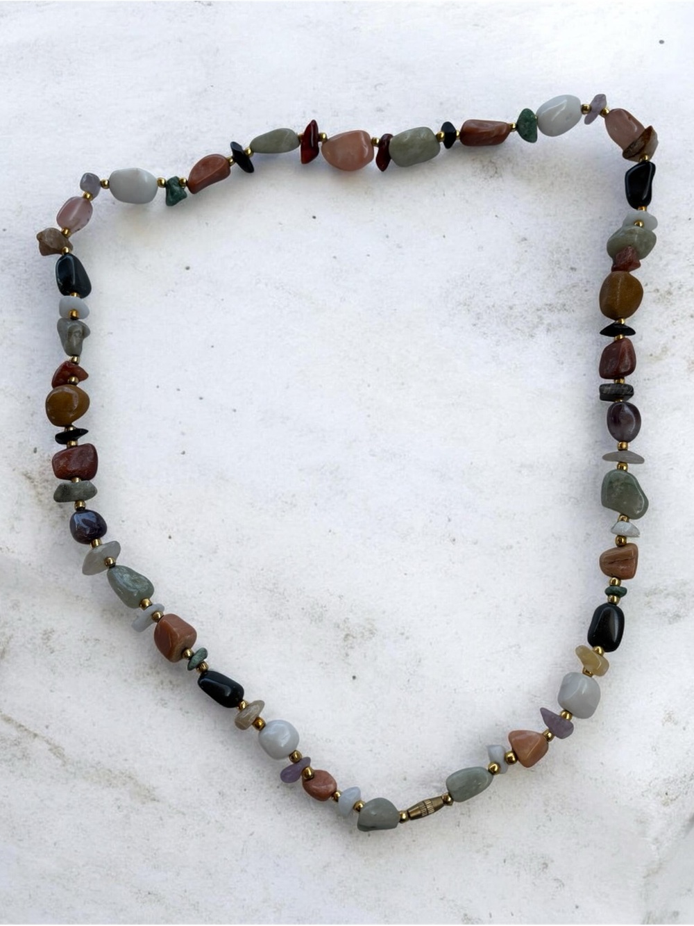 Multi-Stone Beaded Necklace in Mixed Earth Tones - Brand